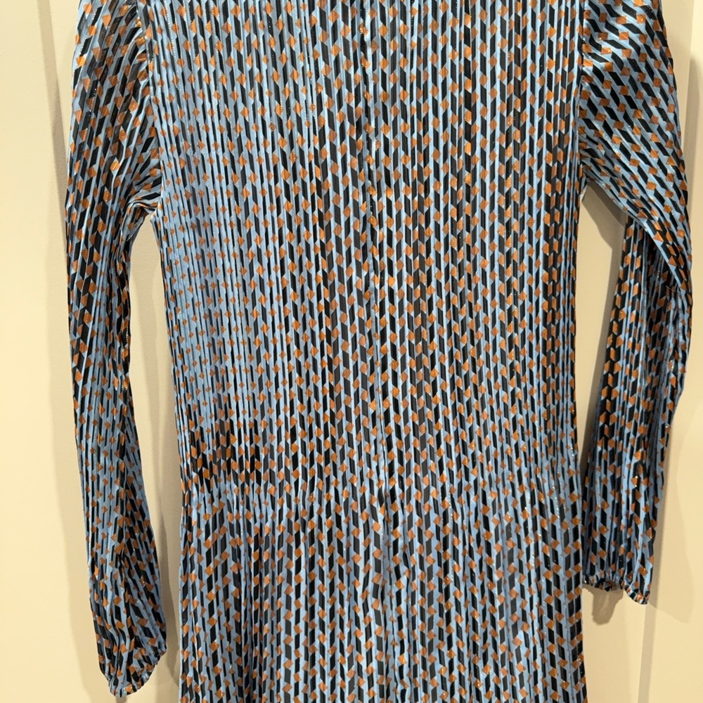 Maje Blue and Black Geometric Dress